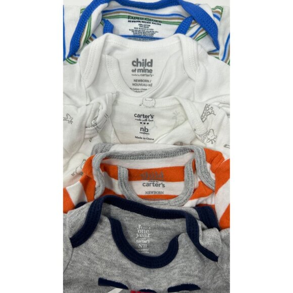 Baby Boy's  - 5 Body Suits‎ - White, Greys, Blues, and Orange  - Size Newborn - Picture 9 of 9